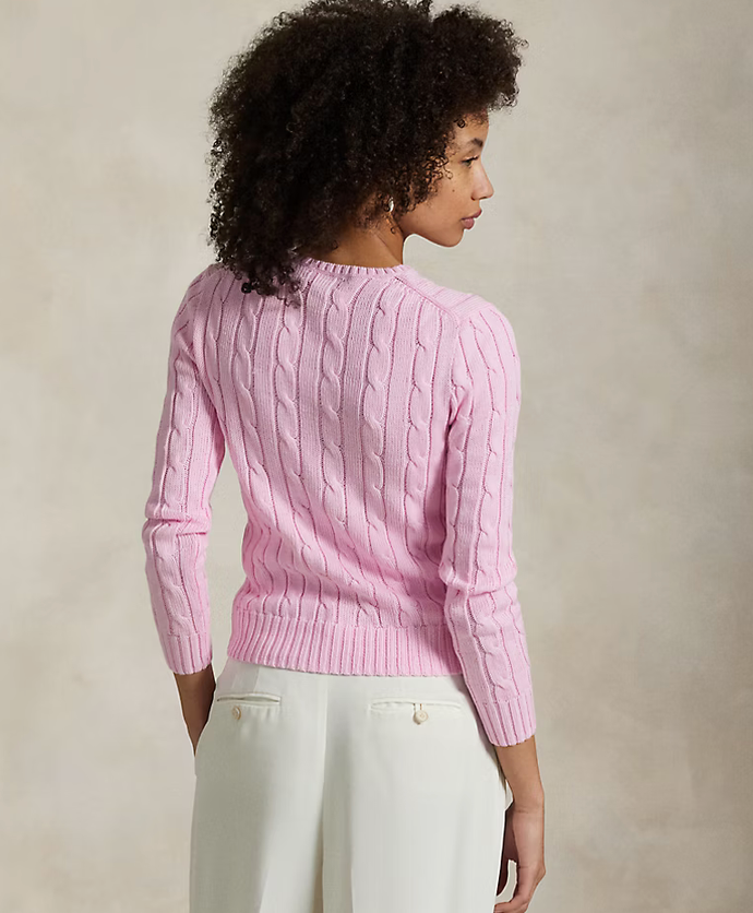 Polo Ralph Lauren Cable-Knit Cotton Crewneck Sweater - Carmel Pink