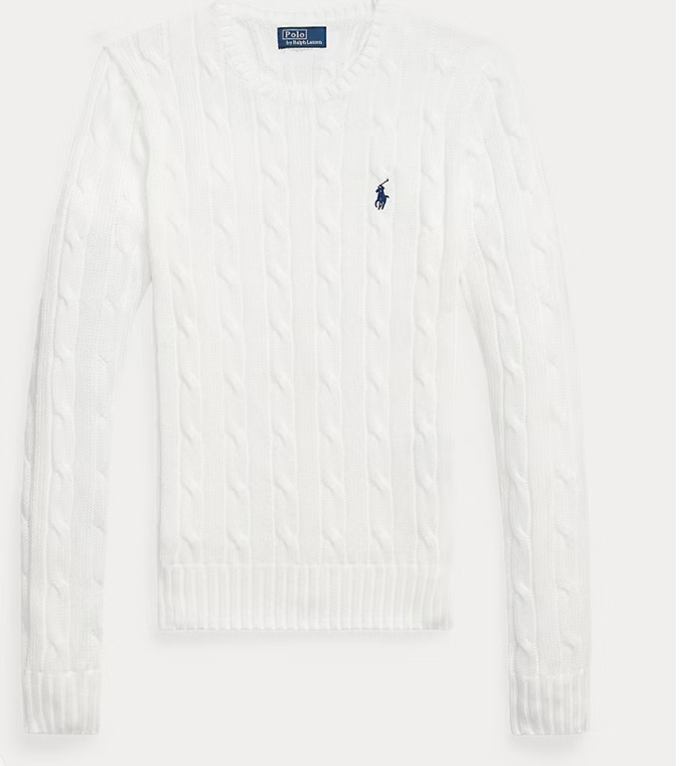 Polo Ralph Lauren Cable-Knit Cotton Crewneck Sweater - White