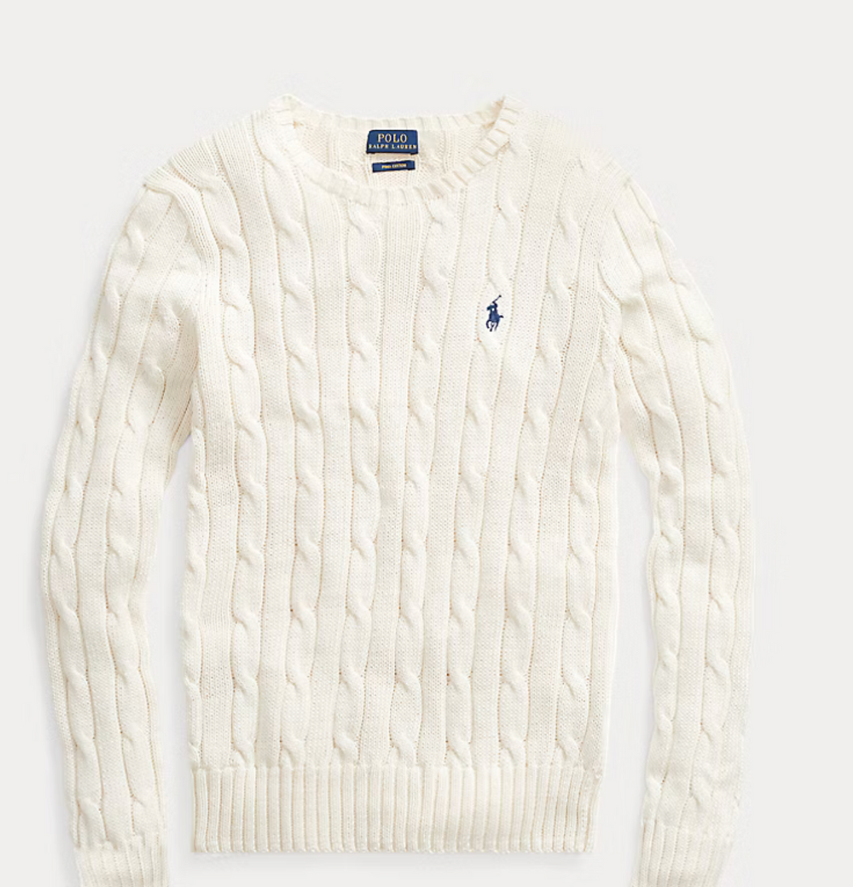 Polo Ralph Lauren Cable-Knit Cotton Crewneck Sweater - Cream