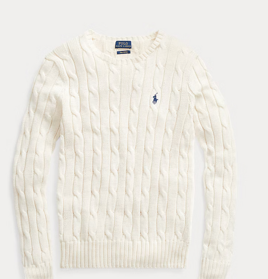 Polo Ralph Lauren Cable-Knit Cotton Crewneck Sweater - Cream