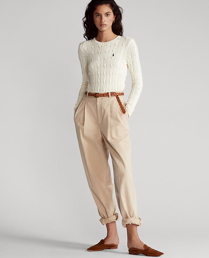 Polo Ralph Lauren Cable-Knit Cotton Crewneck Sweater - Cream