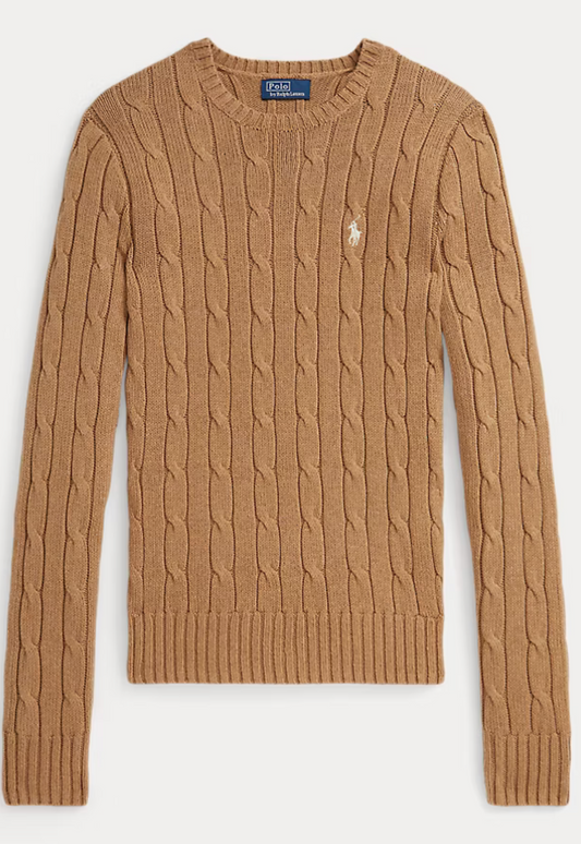 Polo Ralph Lauren Cable-Knit Cotton Crewneck Sweater - Collection Camel Melange