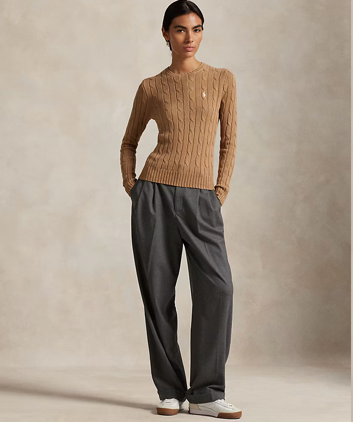 Polo Ralph Lauren Cable-Knit Cotton Crewneck Sweater - Collection Camel Melange