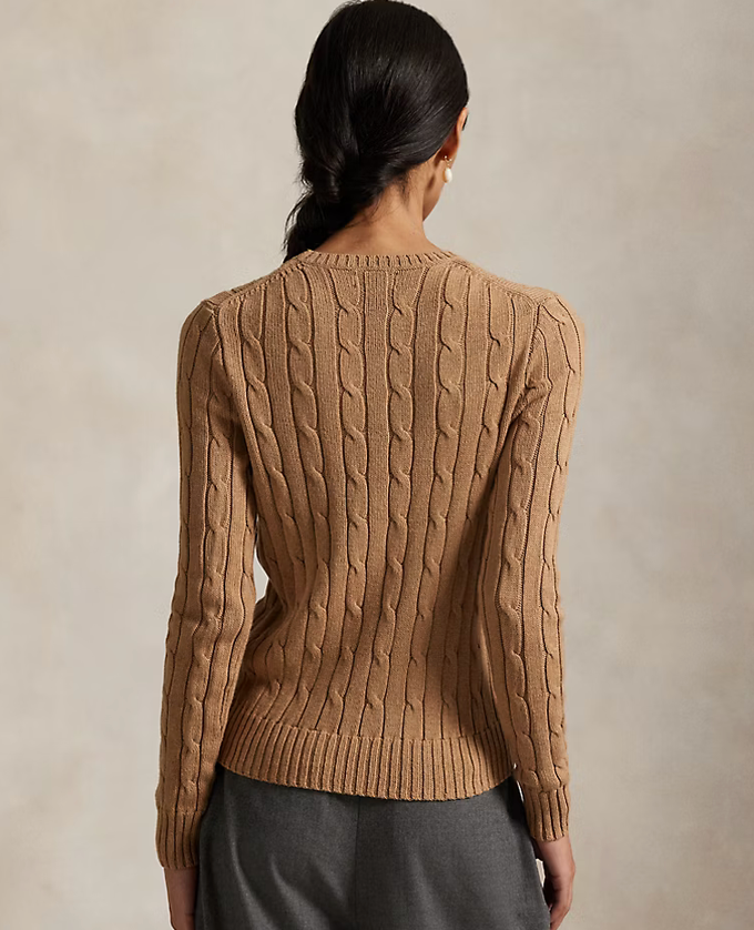 Polo Ralph Lauren Cable-Knit Cotton Crewneck Sweater - Collection Camel Melange