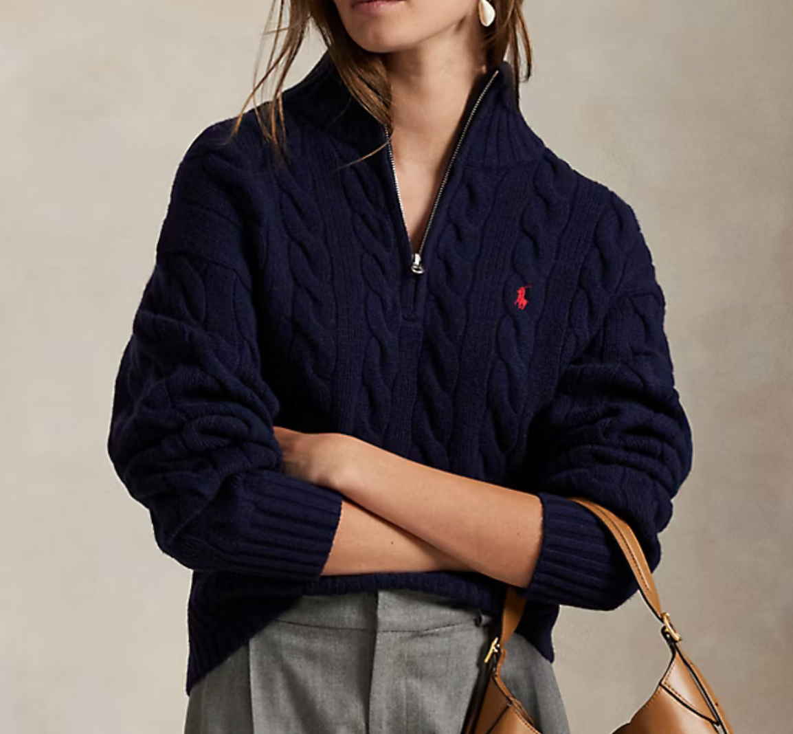 Polo Ralph Lauren Cable Wool-Cashmere Half-Zip Sweater Save your Wishlist - Hunter Navy