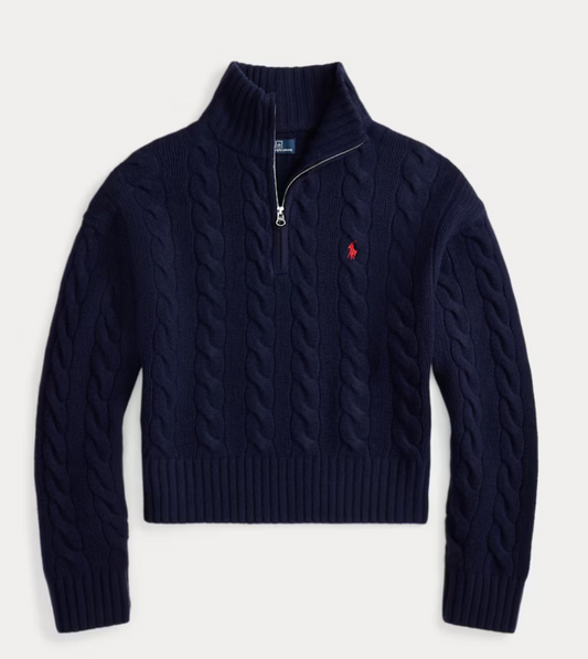 Polo Ralph Lauren Cable Wool-Cashmere Half-Zip Sweater Save your Wishlist - Hunter Navy