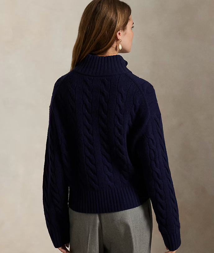 Polo Ralph Lauren Cable Wool-Cashmere Half-Zip Sweater Save your Wishlist - Hunter Navy