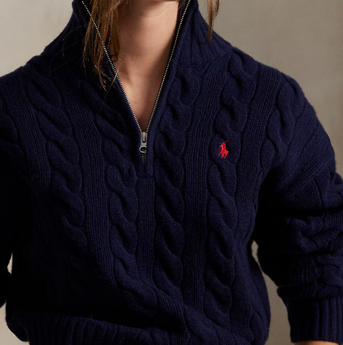 Polo Ralph Lauren Cable Wool-Cashmere Half-Zip Sweater Save your Wishlist - Hunter Navy