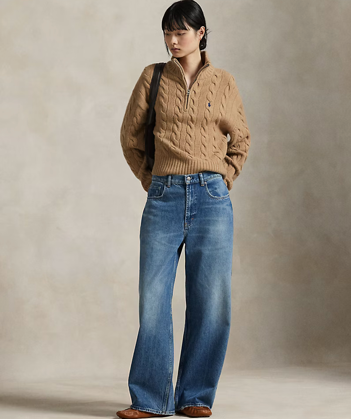 Polo Ralph Lauren Cable Wool-Cashmere Half-Zip Sweater Save your Wishlist - Collection Camel Melange