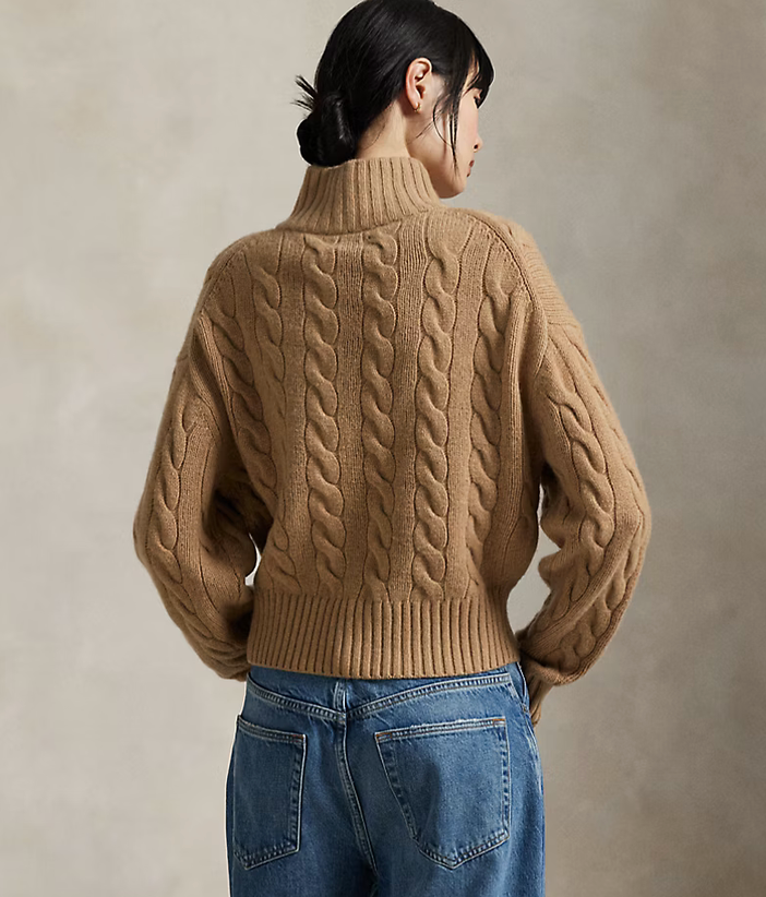 Polo Ralph Lauren Cable Wool-Cashmere Half-Zip Sweater Save your Wishlist - Collection Camel Melange