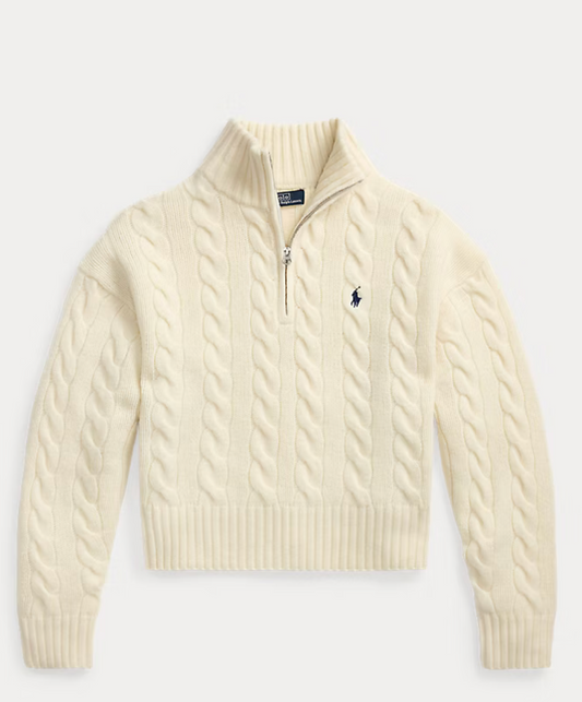 Polo Ralph Lauren Cable Wool-Cashmere Half-Zip Sweater Save your Wishlist - Authentic Cream