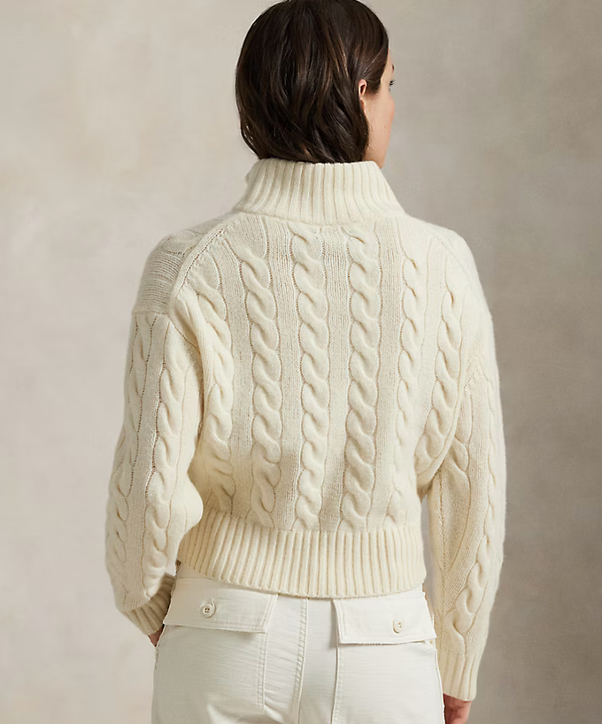 Polo Ralph Lauren Cable Wool-Cashmere Half-Zip Sweater Save your Wishlist - Authentic Cream