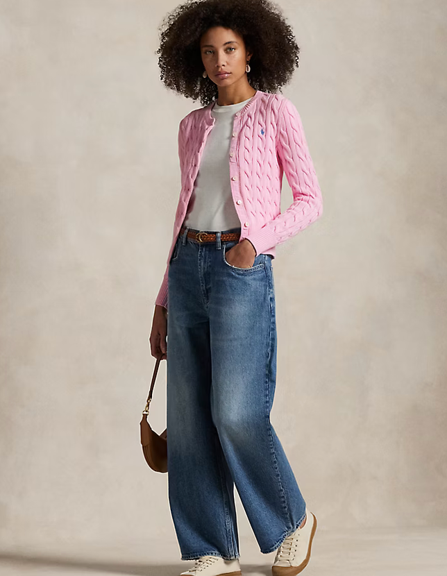Polo Ralph Lauren Cable-Knit Cotton Crewneck - Carmel Pink