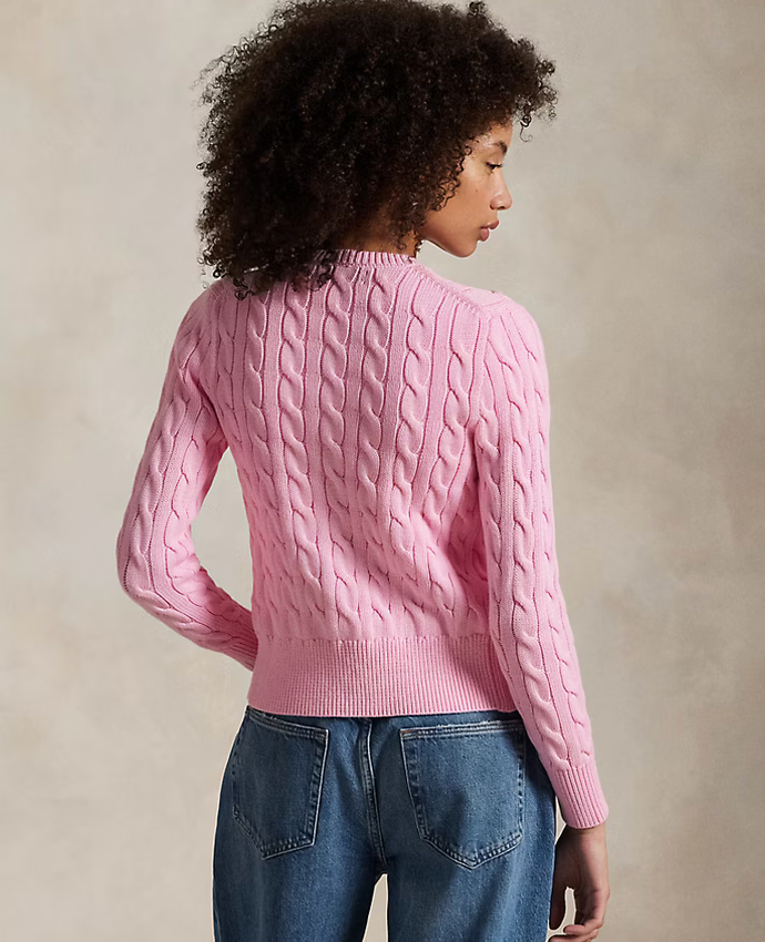 Polo Ralph Lauren Cable-Knit Cotton Crewneck - Carmel Pink