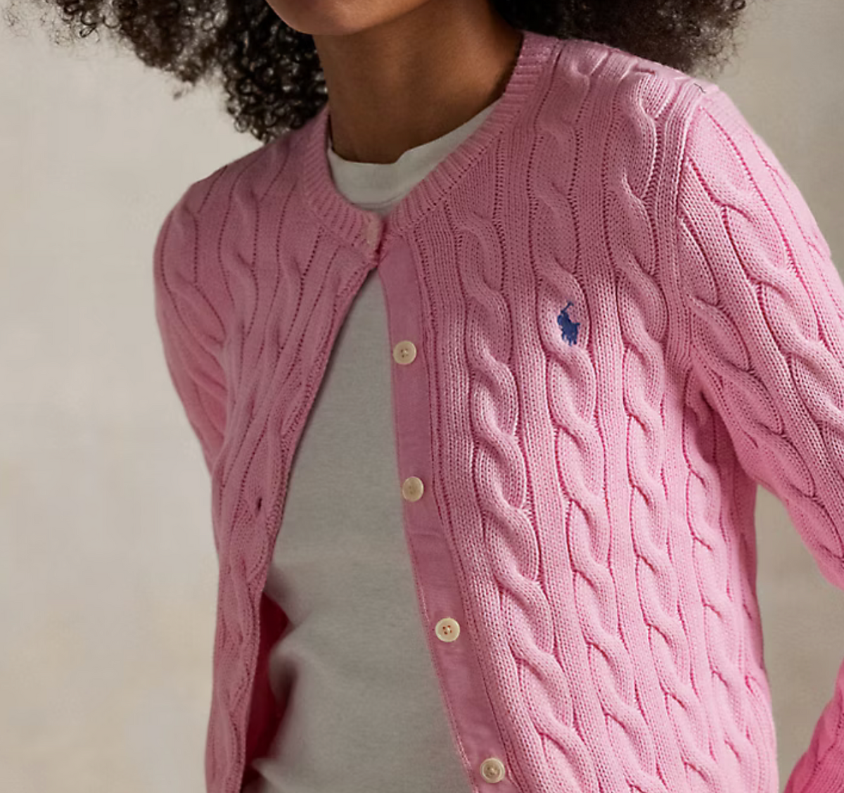 Polo Ralph Lauren Cable-Knit Cotton Crewneck - Carmel Pink