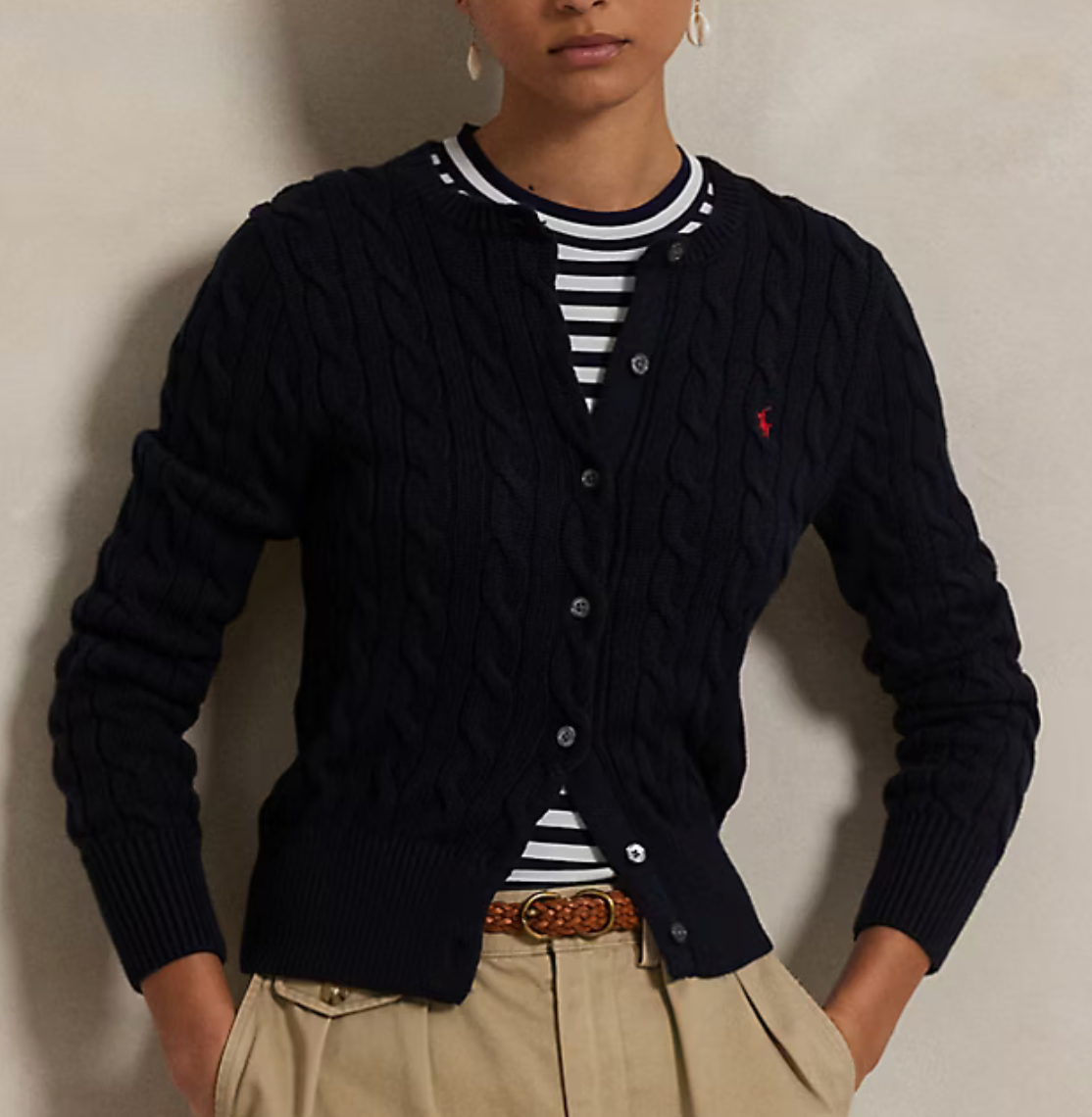 Polo Ralph Lauren Cable-Knit Cotton Crewneck - Hunter Navy