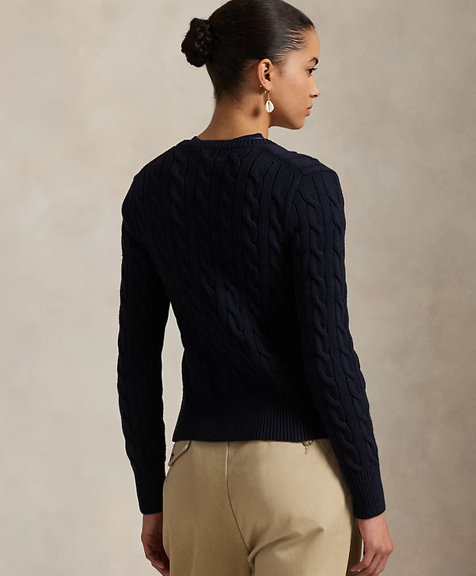 Polo Ralph Lauren Cable-Knit Cotton Crewneck - Hunter Navy