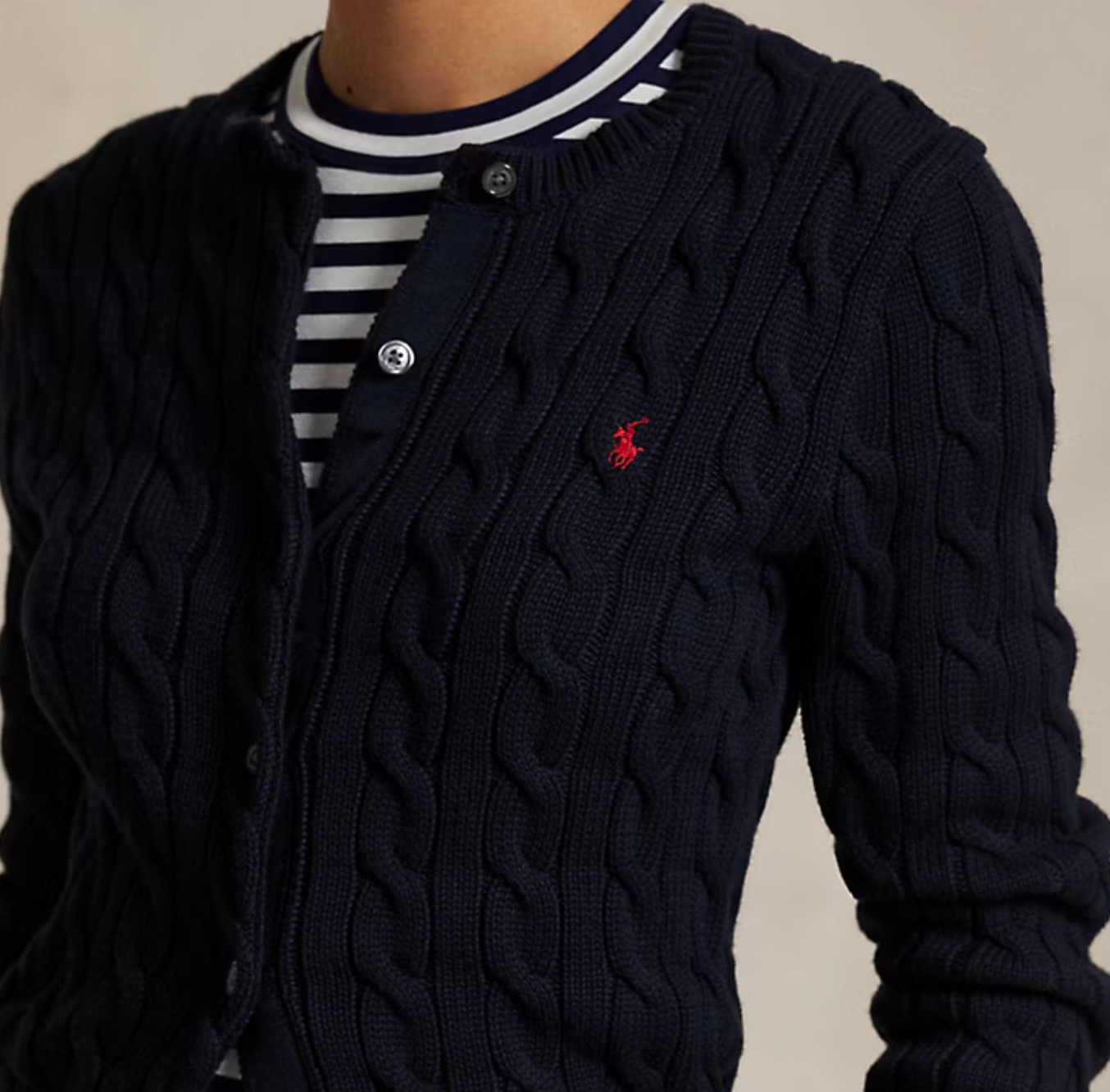 Polo Ralph Lauren Cable-Knit Cotton Crewneck - Hunter Navy
