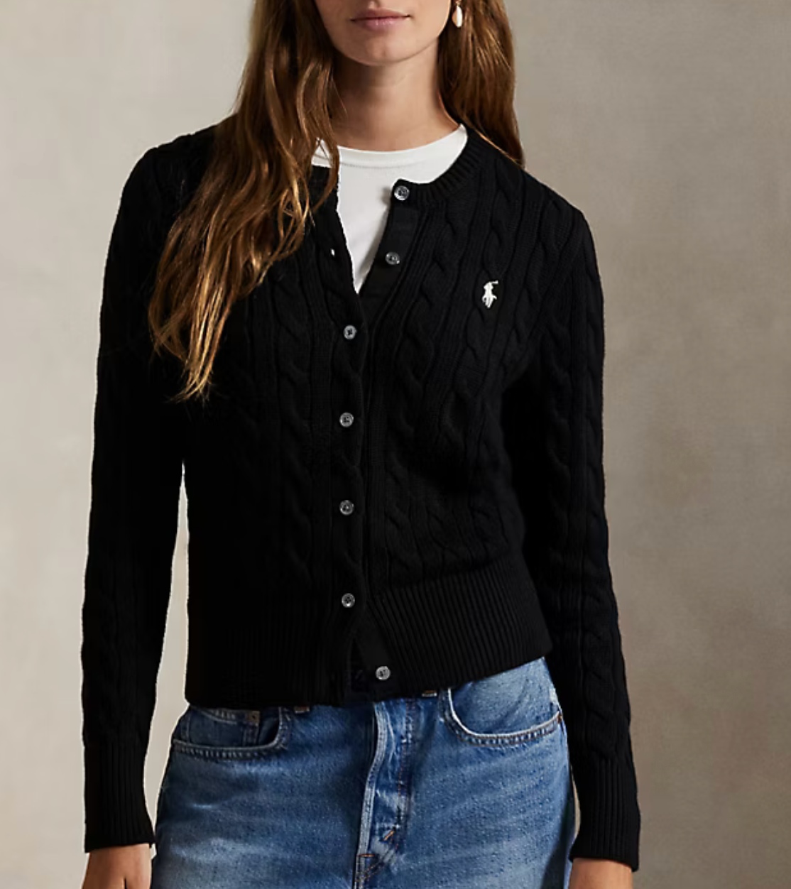 Polo Ralph Lauren Cable-Knit Cotton Crewneck - Polo Black