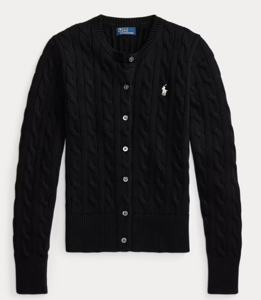 Polo Ralph Lauren Cable-Knit Cotton Crewneck - Polo Black