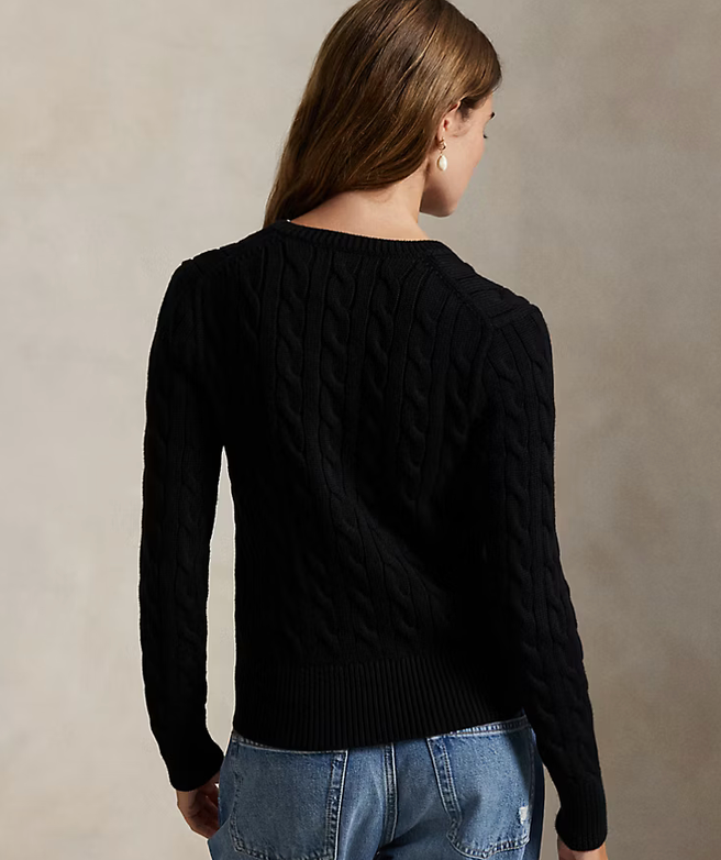 Polo Ralph Lauren Cable-Knit Cotton Crewneck - Polo Black