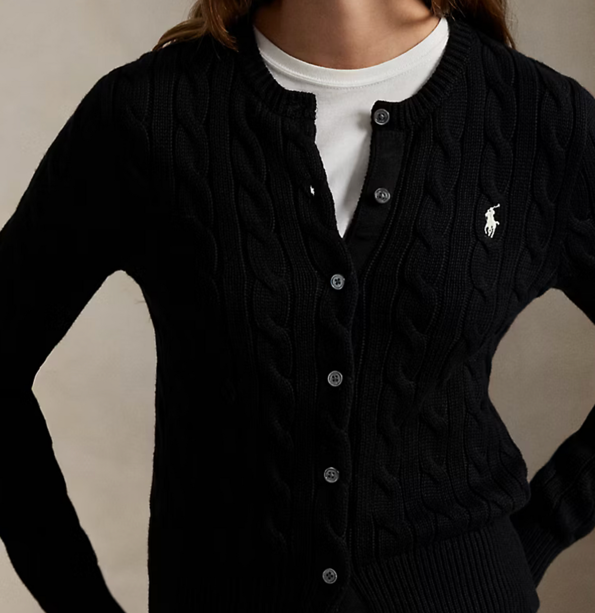 Polo Ralph Lauren Cable-Knit Cotton Crewneck - Polo Black
