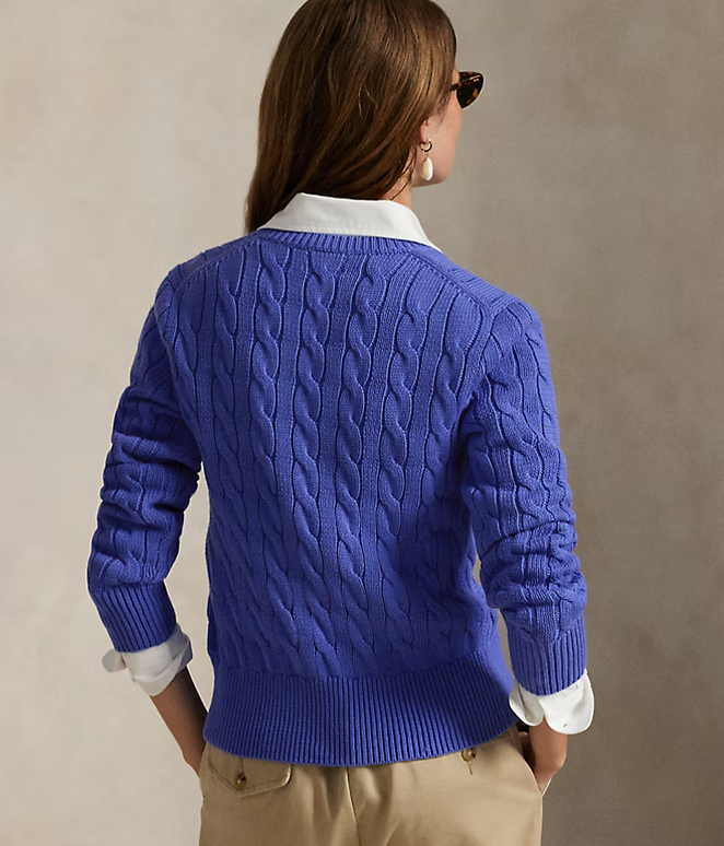 Polo Ralph Lauren Cable-Knit Cotton Crewneck - Maidstone Blue
