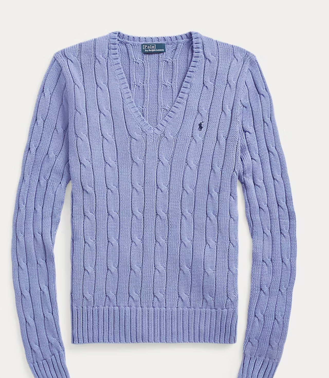 Polo Ralph Lauren Cable-Knit Cotton V-Neck Sweater - New Litchfield Blue