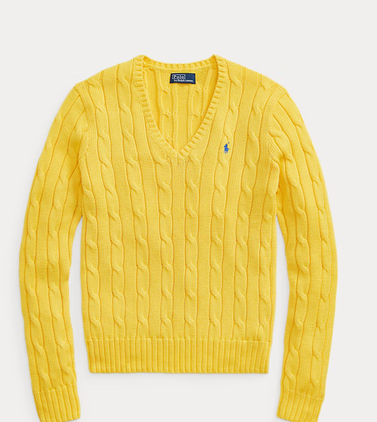 Polo Ralph Lauren Cable-Knit Cotton V-Neck Sweater - Trainer Yellow