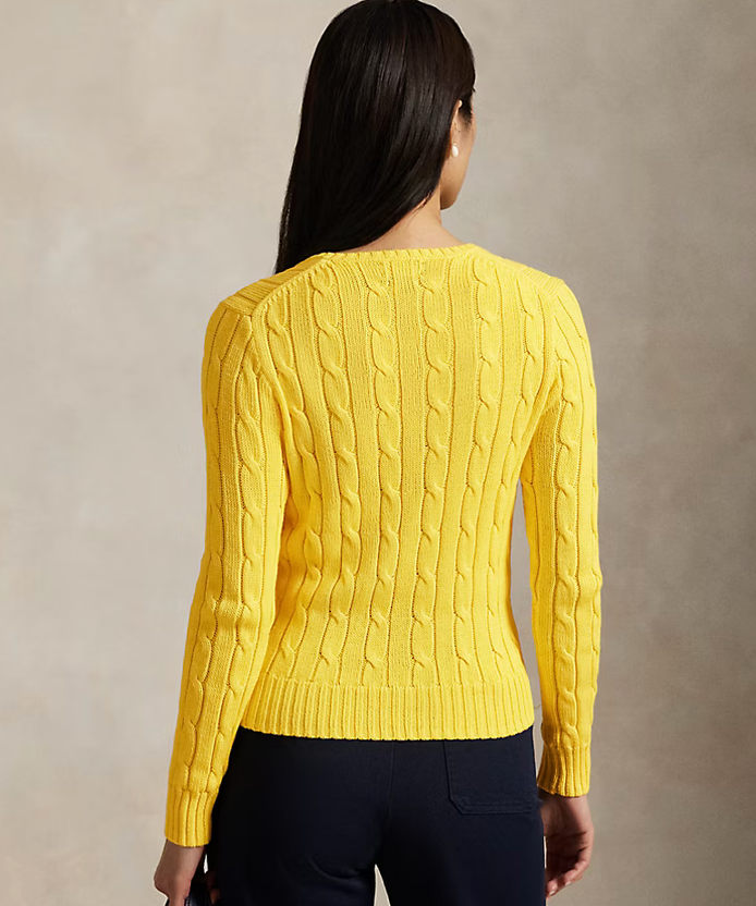 Polo Ralph Lauren Cable-Knit Cotton V-Neck Sweater - Trainer Yellow