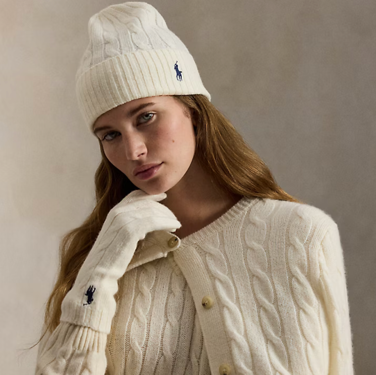 Polo Ralph Lauren Cable-Knit Wool-Cashmere Beanie