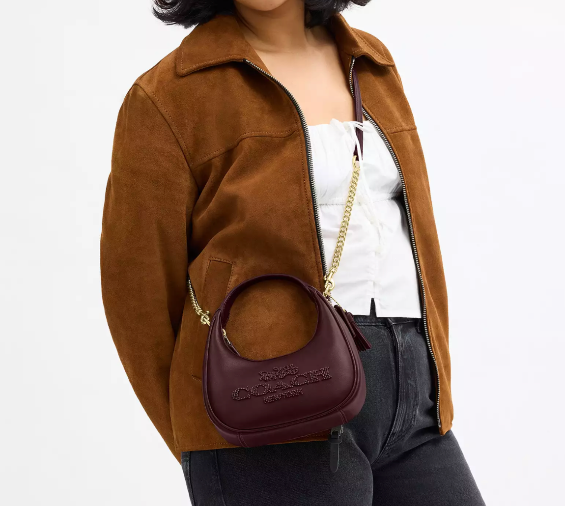 Coach Carmen Mini Crossbody Bag With Beaded Coach Graphic