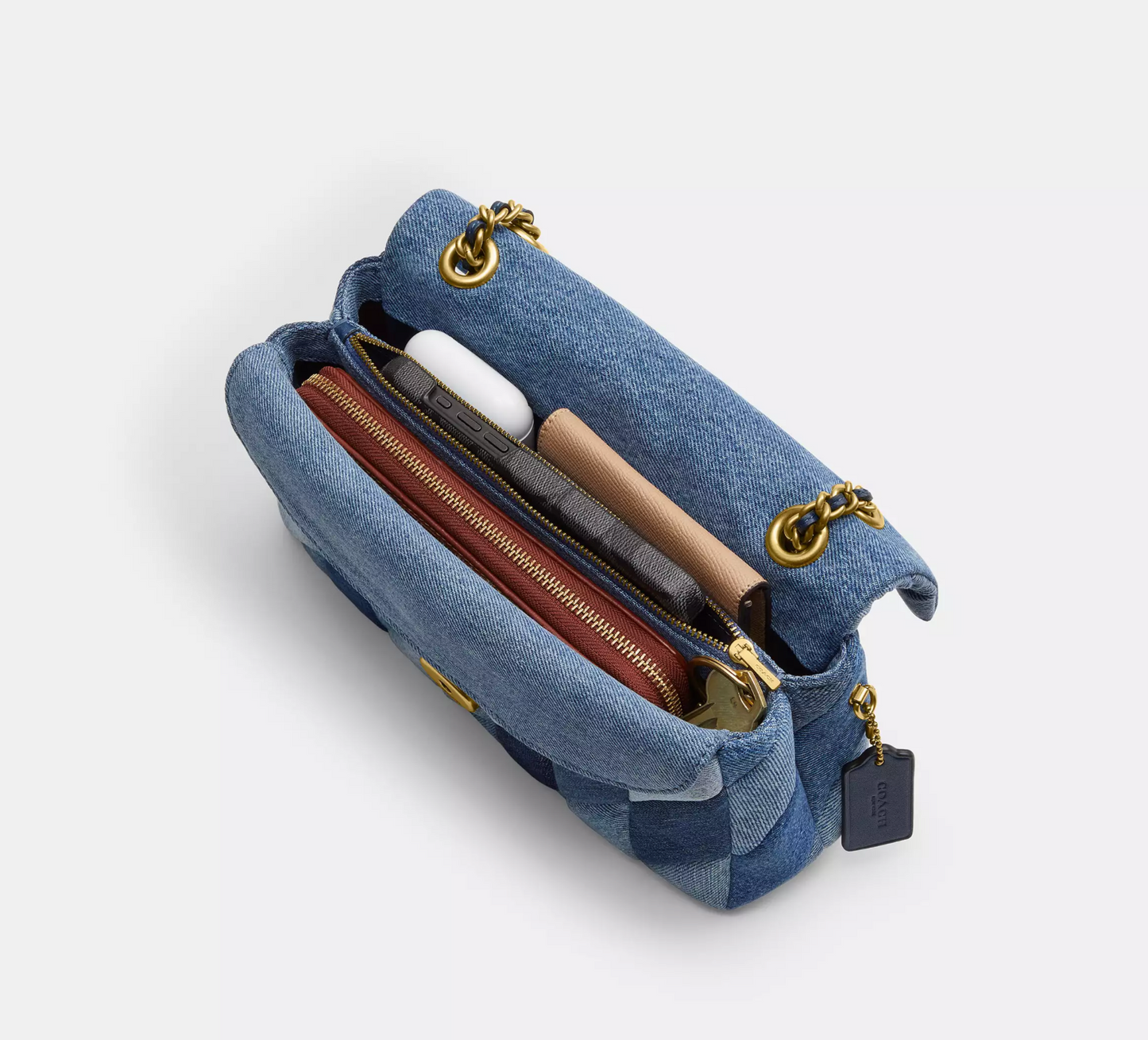 Coach Tabby Shoulder Bag 26 With Repurposed Denim Patchwork Quilting