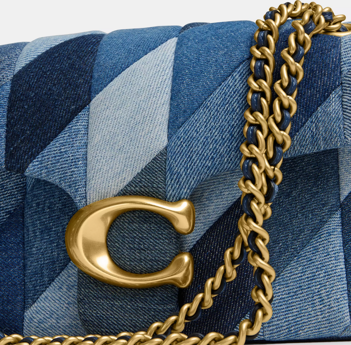 Coach Tabby Shoulder Bag 26 With Repurposed Denim Patchwork Quilting