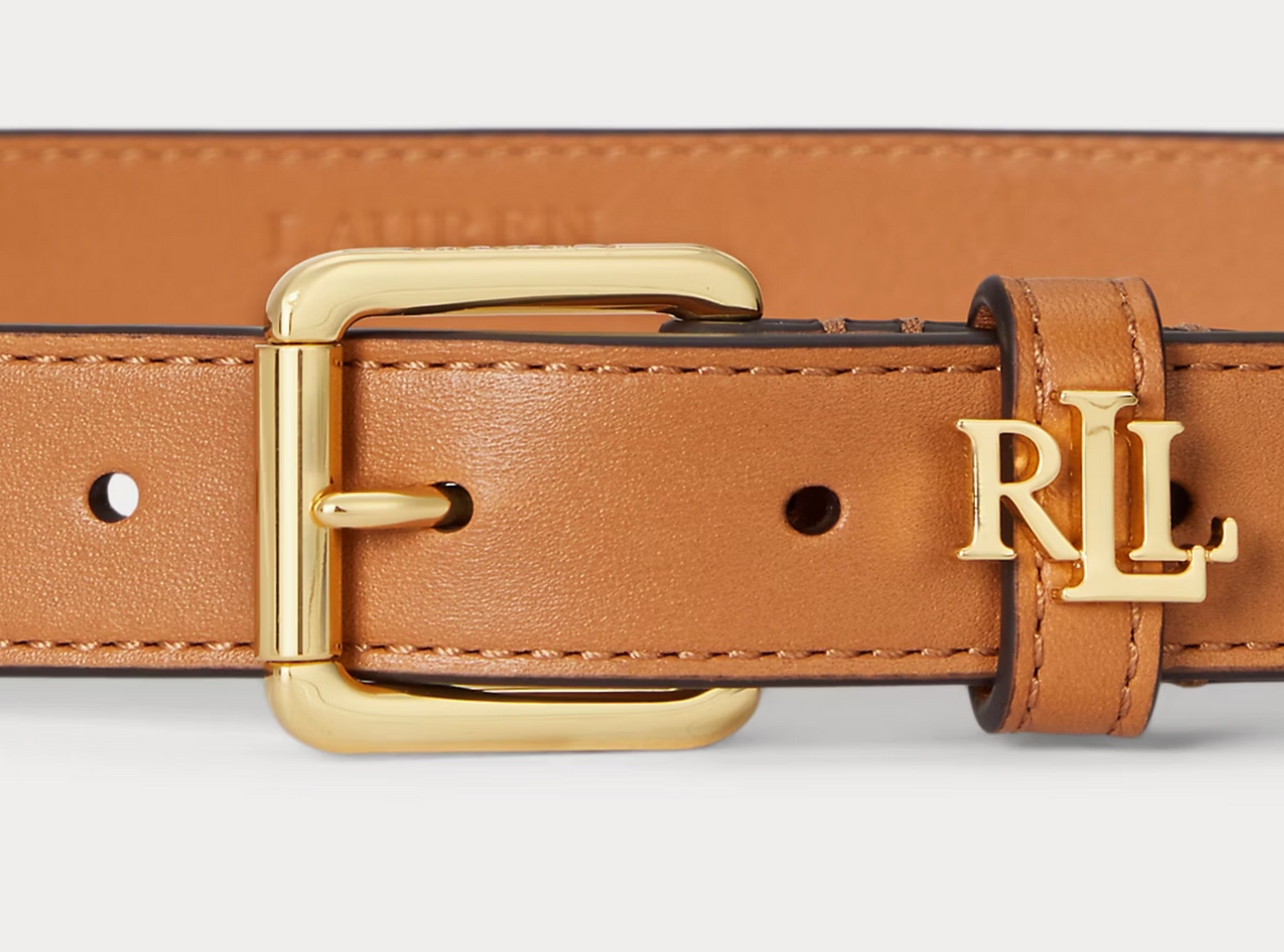 Polo Ralph Lauren Logo-Keeper Leather Skinny Belt