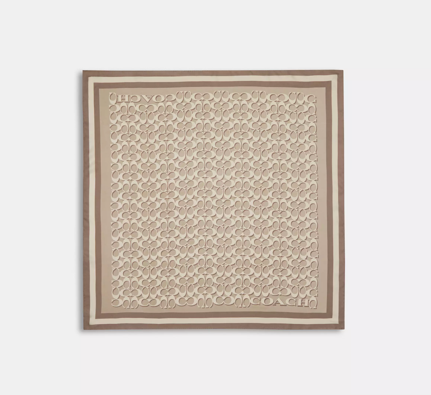 Coach Signature Print Silk Square Scarf - Bone