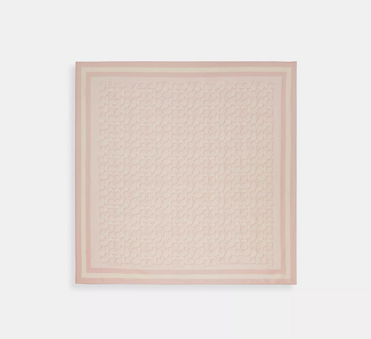 Coach Signature Print Silk Square Scarf - Nude
