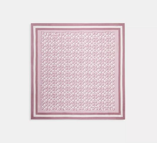 Coach Signature Print Silk Square Scarf - Lilac
