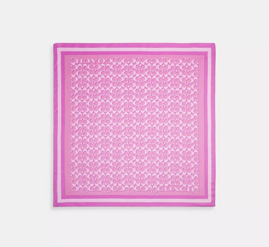 Coach Signature Print Silk Square Scarf - Fuschia