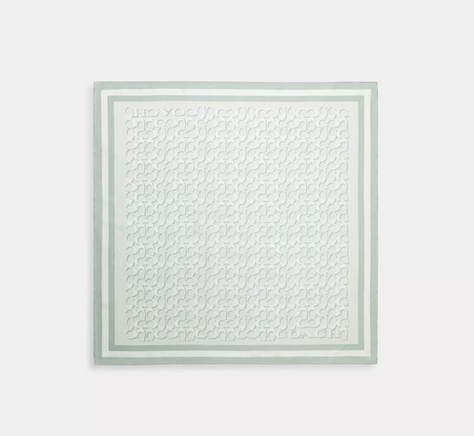 Coach Signature Print Silk Square Scarf - Pistachio