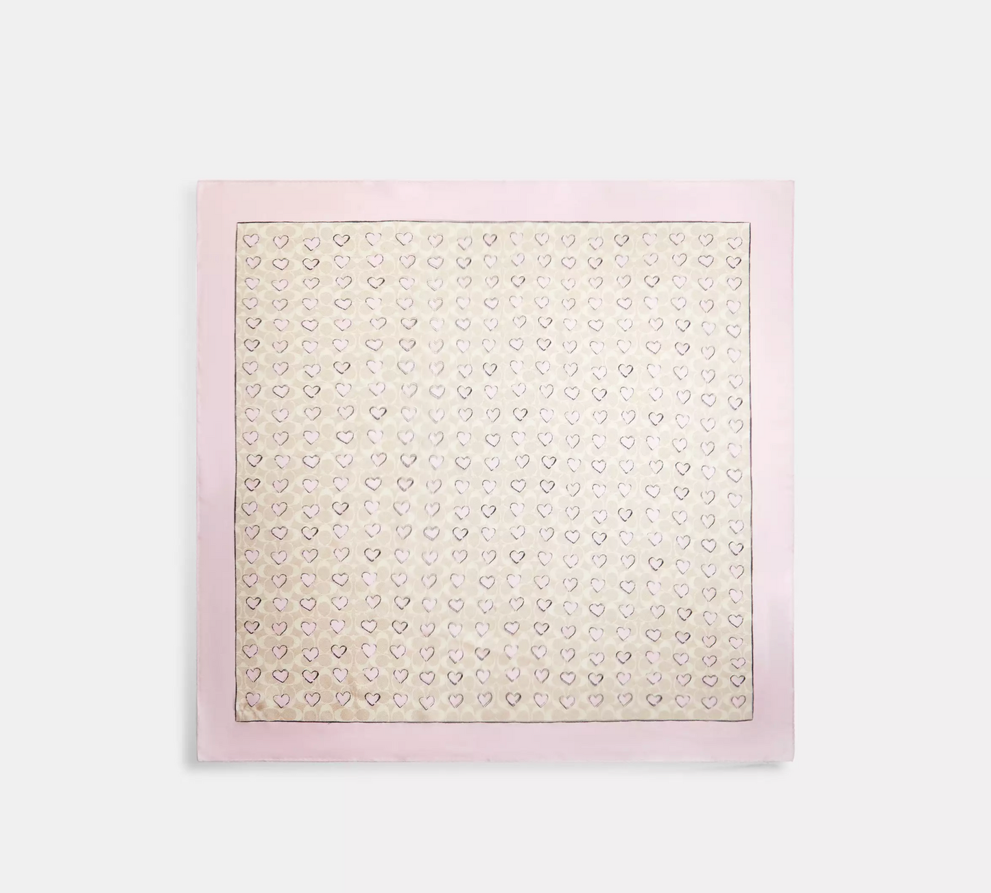 Coach Signature Print Silk Square Scarf - Sand/Pink