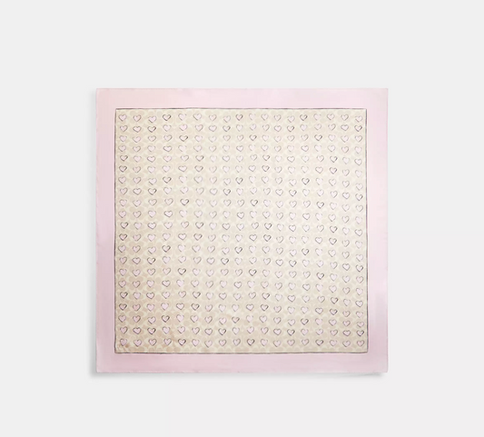 Coach Signature Print Silk Square Scarf - Sand/Pink