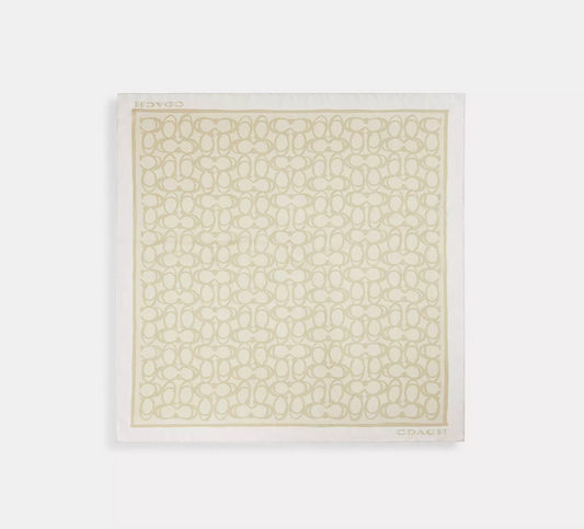 Coach Signature Print Silk Square Scarf - Light Tan