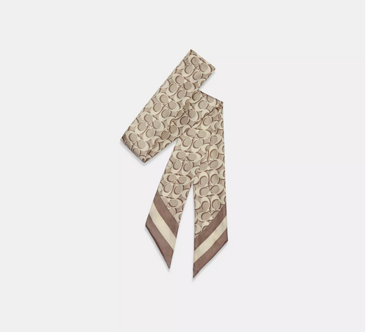 Coach Signature Print Silk Skinny Scarf