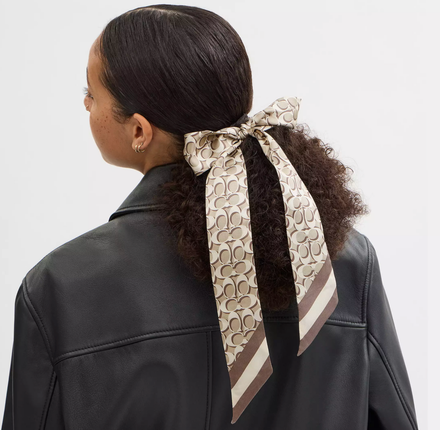Coach Signature Print Silk Skinny Scarf