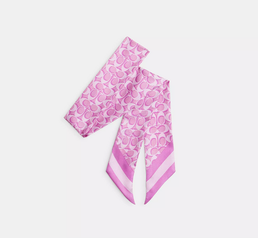 Coach Signature Print Silk Skinny Scarf