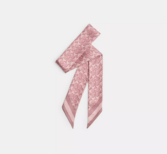 Coach Signature Print Silk Skinny Scarf