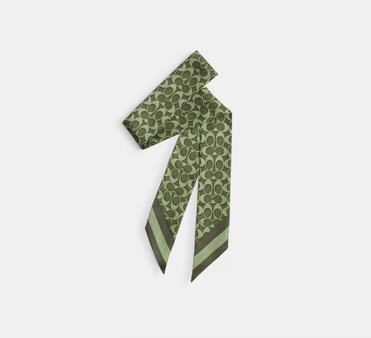 Coach Signature Print Silk Skinny Scarf