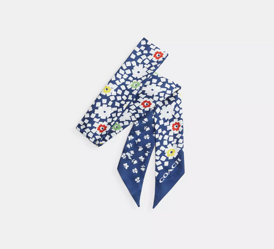Coach Signature Print Silk Skinny Scarf