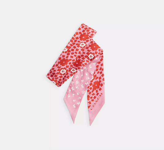 Coach Signature Print Silk Skinny Scarf